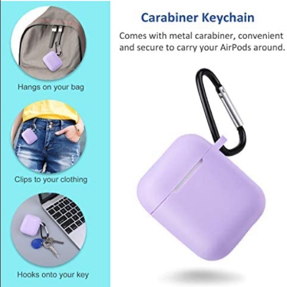 3 COLORS LEFT! 🆕NIP:Wireless EarBud Silicone Carrying Case w/Carabiner Keychain - Picture 2 of 4